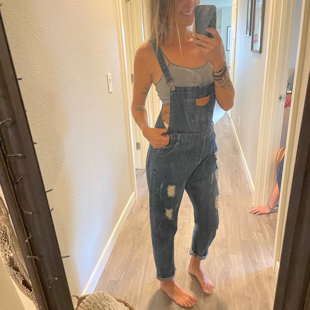 Dark denim lanhan overalls